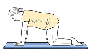 Woman on all fours with back straight.